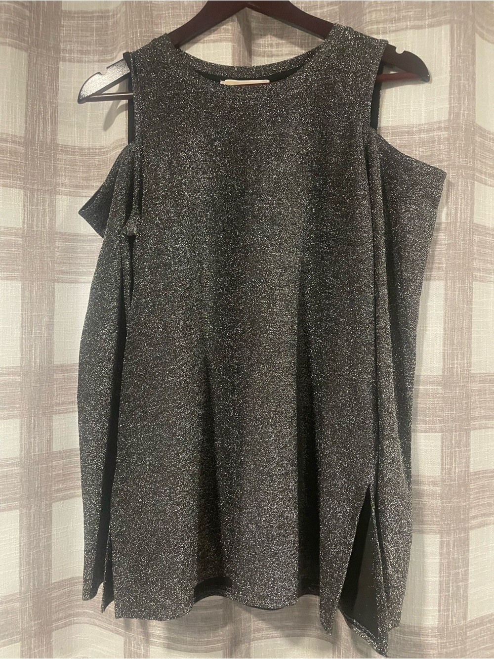 Michael Kors Metallic Silver-Black Knit Top